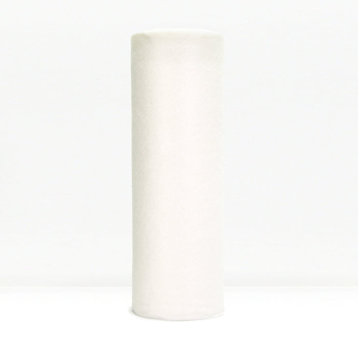 White reusable paper towel roll standing upright against a light background
