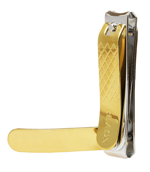 Revlon Gold Series Dual Ended Nail Clip with titanium-coated blades and dual tips for shaping square or round nails on hands or feet