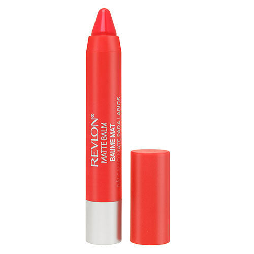 Revlon Matte Balm in 240 Striking – bold red-orange matte lip crayon with balm comfort and long-lasting hydration
