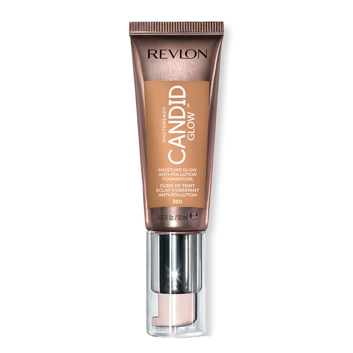 Revlon Candid Glow 350 Natural Tan – dewy hydrating foundation with prickly-pear oil & blue light defence