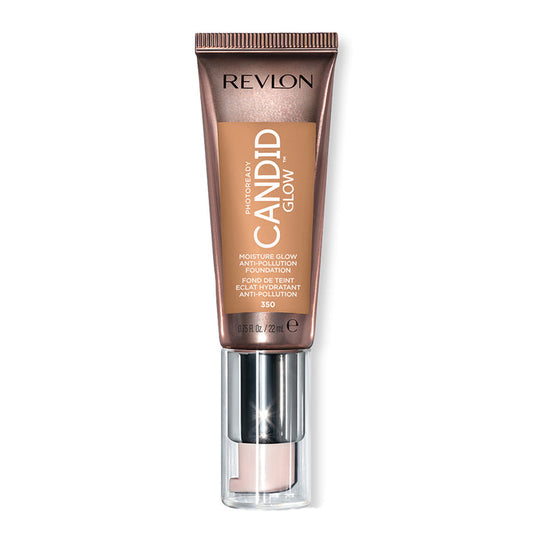 Revlon Candid Glow 350 Natural Tan – dewy hydrating foundation with prickly-pear oil & blue light defence