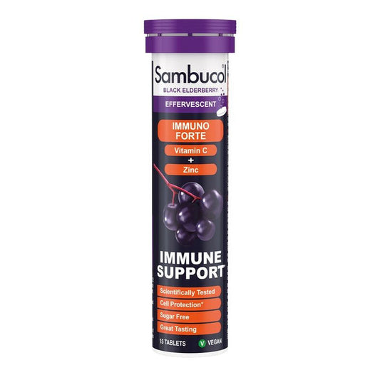 Sambucol Black Elderberry Immuno Forte Effervescent Tablets, 15 Tablets - Makkah Pharmacy