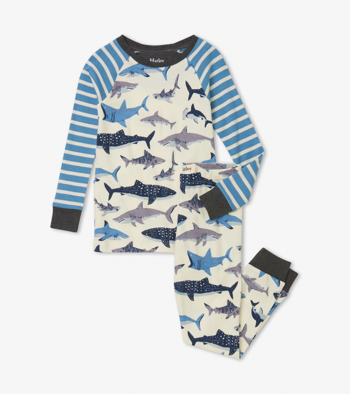 Shark School Organic Cotton Raglan Pajama Set