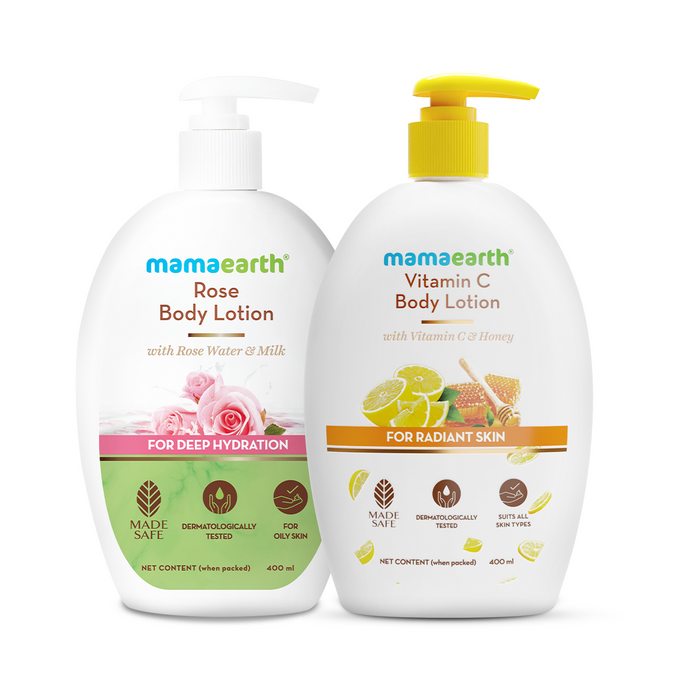 Skin Refreshing & Soothing Body Care Kit - Rose Body Lotion + Vitamin C Body Lotion - (400 ml)