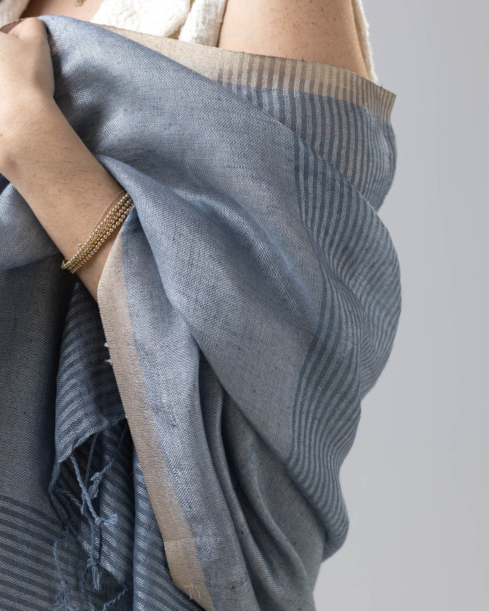 St. Tropez Scarf Blue Linen Lurex