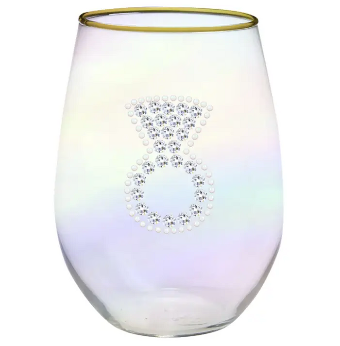 Stemless Wine Glass Rhinestone Ring