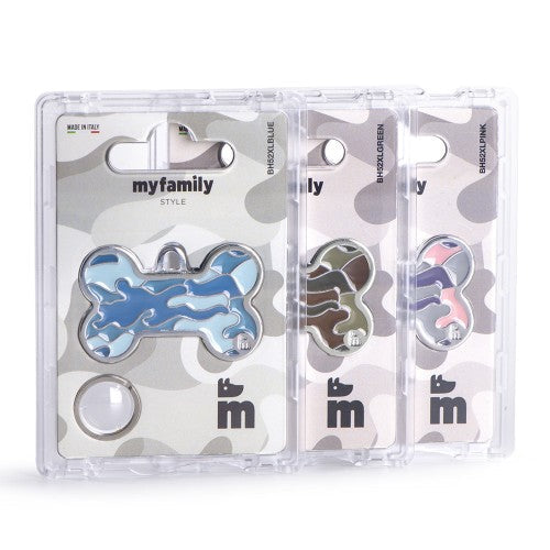Style Camouflage Big Pink Bone ID Tag