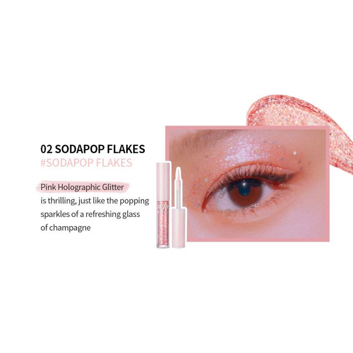 Peripera Sugar Twinkle Liquid Glitter #02 SODAPOP FLAKES Nudie Glow Australia