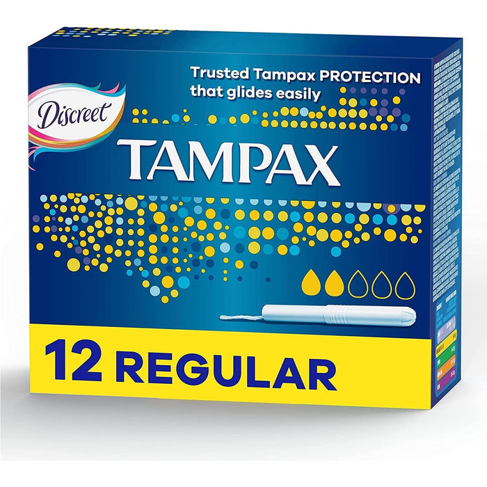 Tampax Regular Absorbency Cardboard Applicator Tampons, 12 Pieces - Makkah Pharmacy