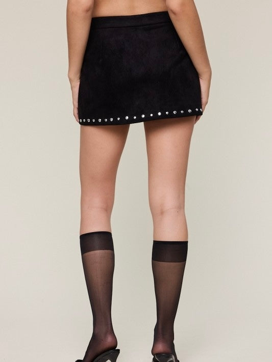 Taylor Black Suede Studded Skort