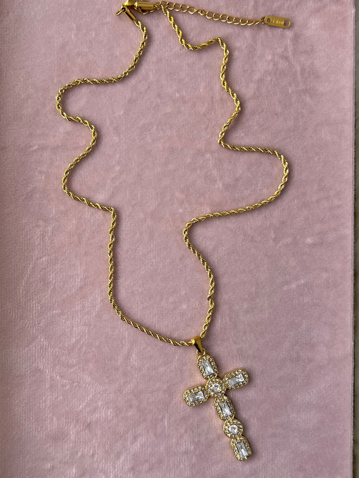 The Amara Cross Necklace – Water & Tarnish Resistant
