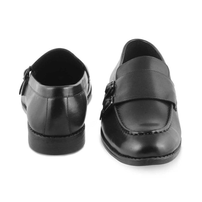 The Bon Black Men's Double Monk Shoes Tresmode - Tresmode