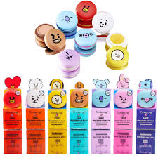 The Creme Shop BT21 Macaron Lip Balm Moisturizing Vitamin E + Shea Butter Blue Pink