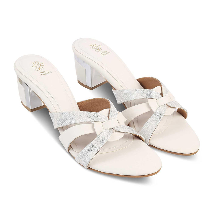 The Elche White Women's Dress Block Heel Sandals Tresmode - Tresmode
