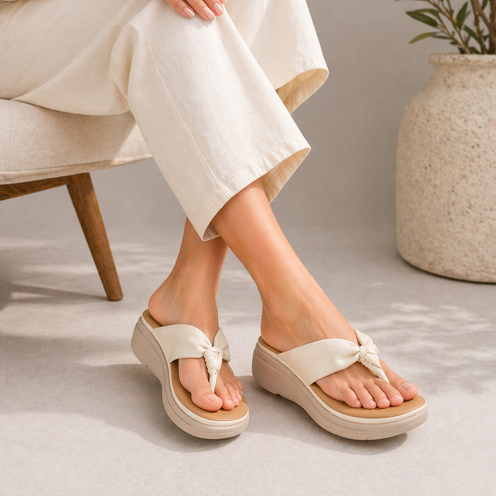 The Hobi Cream Women's Wedge Sandals | Luxury Comfort Footwear