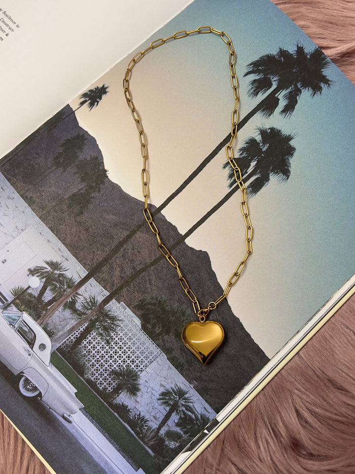 The Melissa Puff Heart Necklace – Water & Tarnish Resistant