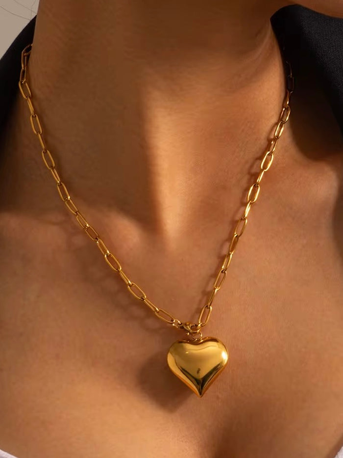 The Melissa Puff Heart Necklace – Water & Tarnish Resistant