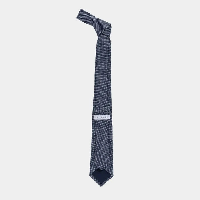 Ledbury Navy Durante Silk Tie — 3-inch width, Italian silk jacquard