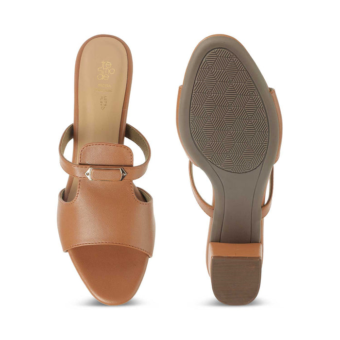 The Piso Tan | Luxury Block Heel Sandals for Women | Tresmode