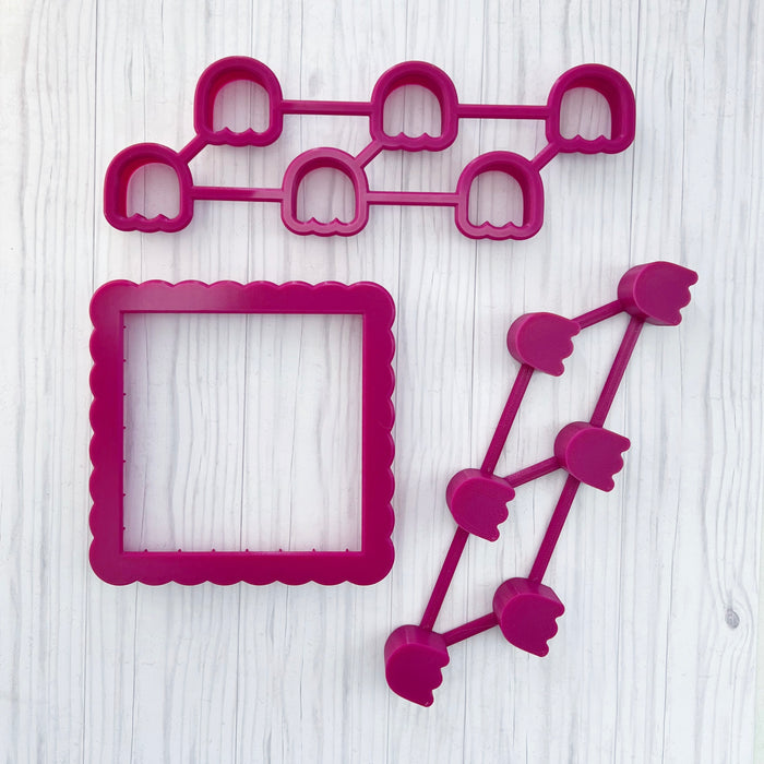 Tiny (1 inch) / Ghost / Multi-cutter + Popper + Scalloped Square
