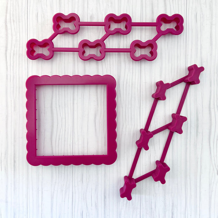 Tiny (1 inch) / Bone / Multi-cutter + Popper + Scalloped Square