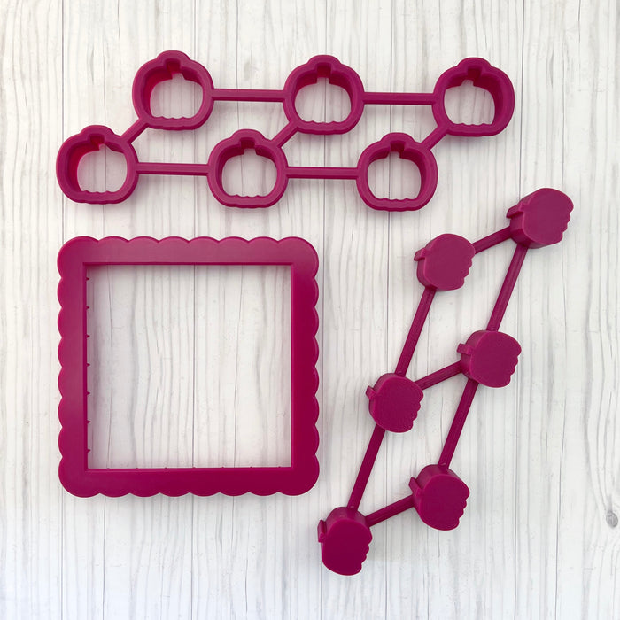 Tiny (1 inch) / Pumpkin / Multi-cutter + Popper + Scalloped Square