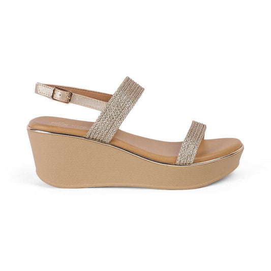 Adola Gold Women's Wedge Heel Sandals Tresmode