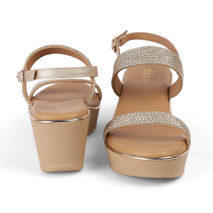 Adola Gold Women's TPR Sole Wedges Tresmode
