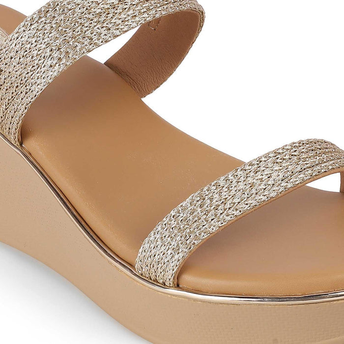 Adola Gold Women's Trending Wedge Sandals Tresmode