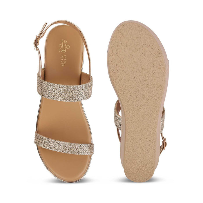 Adola Gold Women's Party Wear Wedges Tresmode