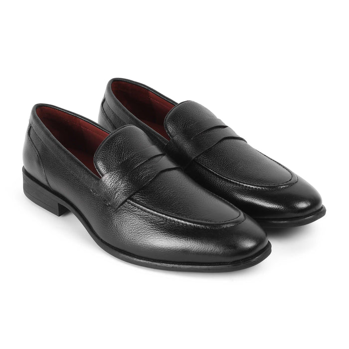 Aris Black Men's TPR Sole Penny Loafers Tresmode