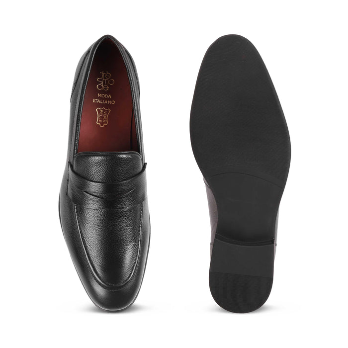 Aris Black Men's Ultra-comfortable Penny Loafers Tresmode