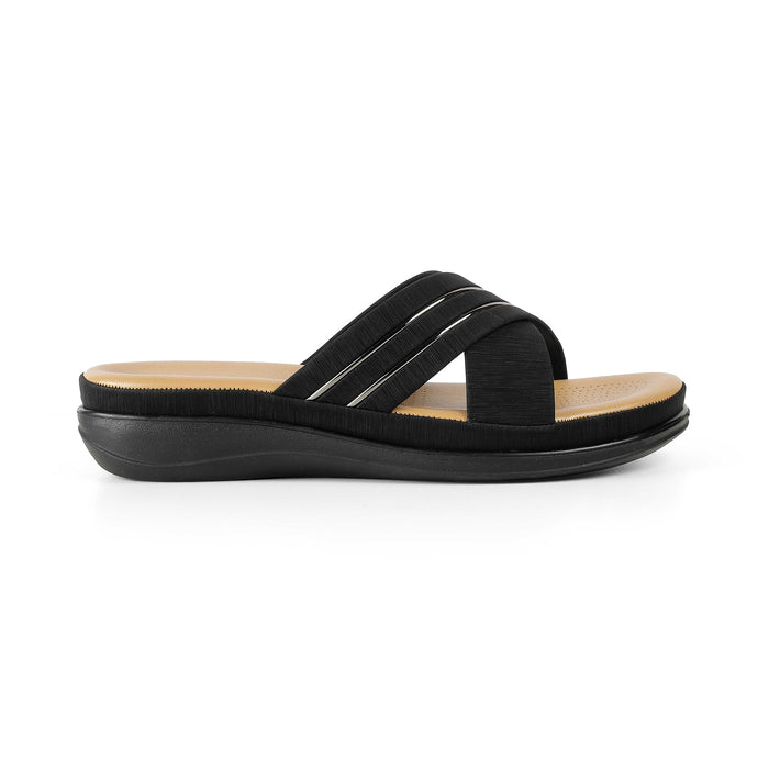 Tresmode Ballina Black Women's Casual Small Wedge Sandals
