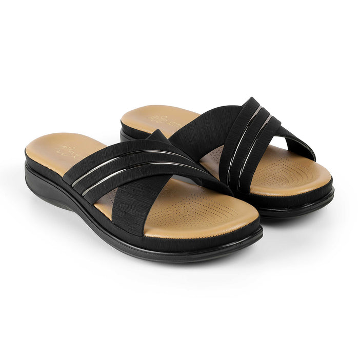 Tresmode Ballina Black Women's Casual Small Wedge Sandals