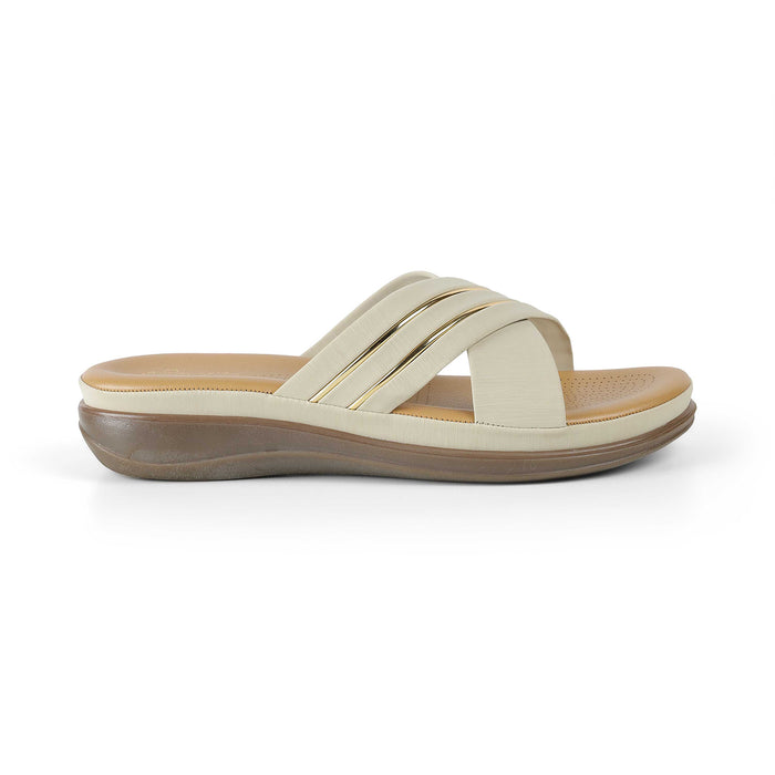 Tresmode Ballina Cream Women's Casual Small Wedge Sandals