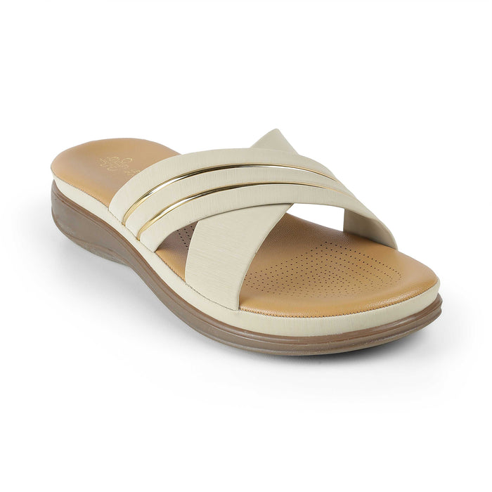 Tresmode Ballina Cream Women's Casual Small Wedge Sandals
