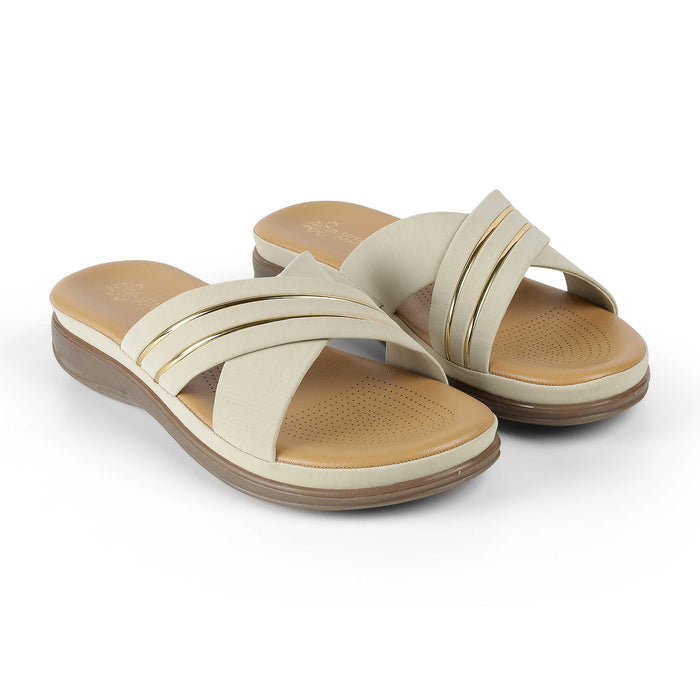 Tresmode Ballina Cream Women's Casual Small Wedge Sandals