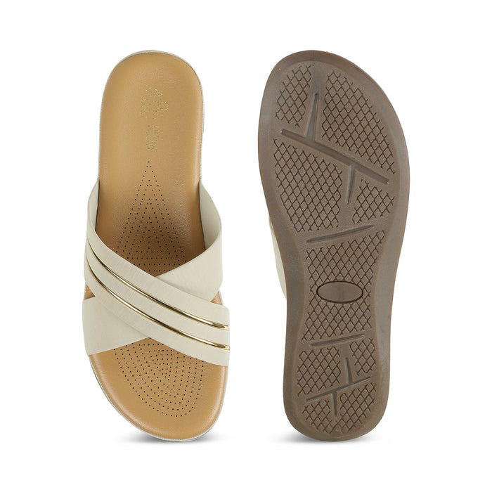 Tresmode Ballina Cream Women's Casual Small Wedge Sandals
