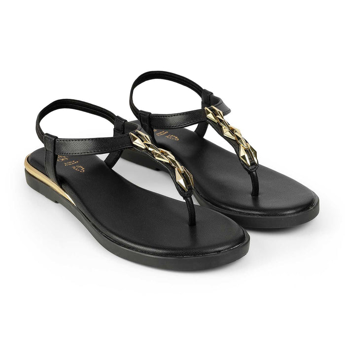 Tresmode Bucklet Black Women's Dress Flats