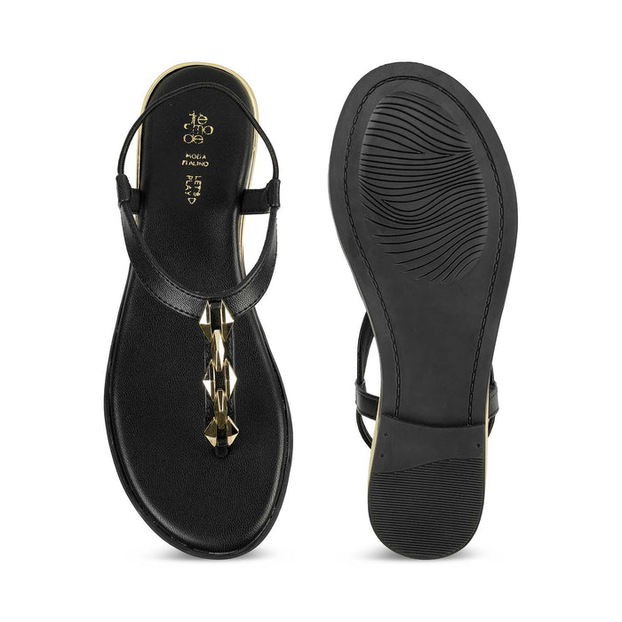 Tresmode Bucklet Black Women's Dress Flats