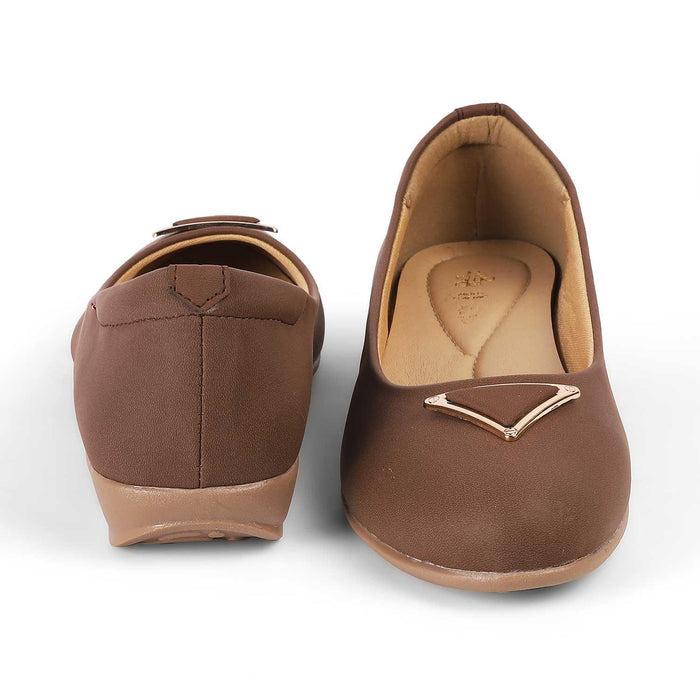 Cheviz Brown Women's TPR Sole Ballerinas Tresmode