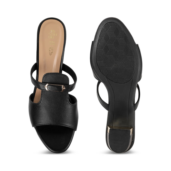 Tresmode | Fiso Black Women's Dress Block Heel Sandals