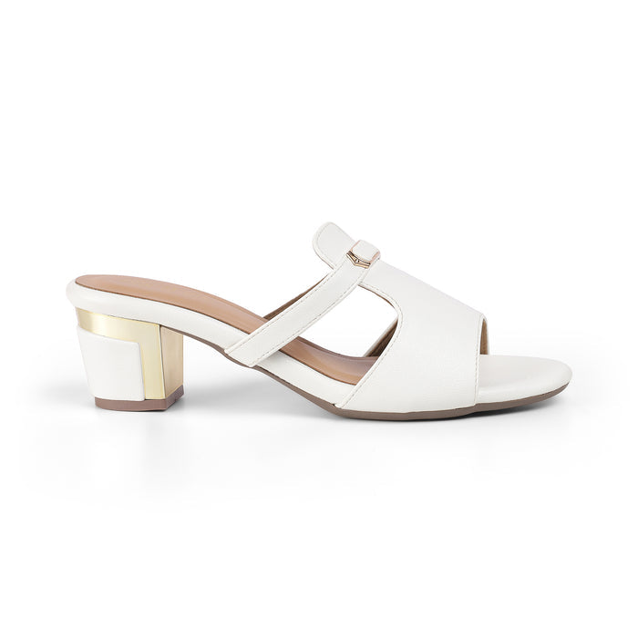 Tresmode Fiso White Women's Dress Block Heel Sandals