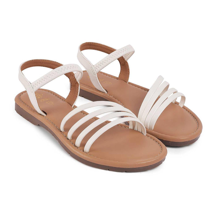 Flastrip White Women's TPR Sole Flats Tresmode