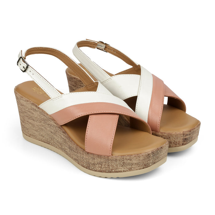 Tresmode Glam Pink Women's Dress Wedge Sandals