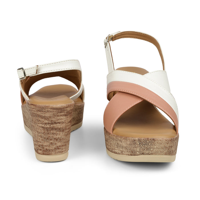 Tresmode Glam Pink Women's Dress Wedge Sandals