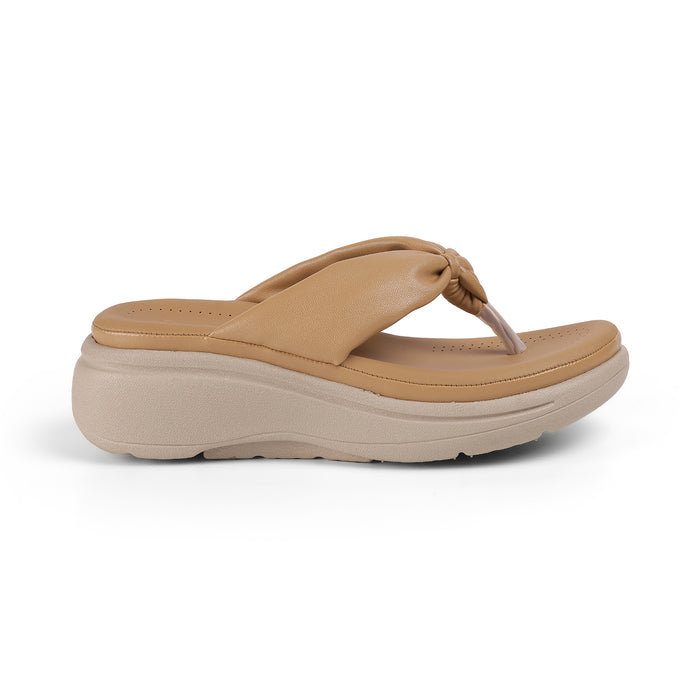 Tresmode Hobi Beige Women's Casual Wedge Sandals