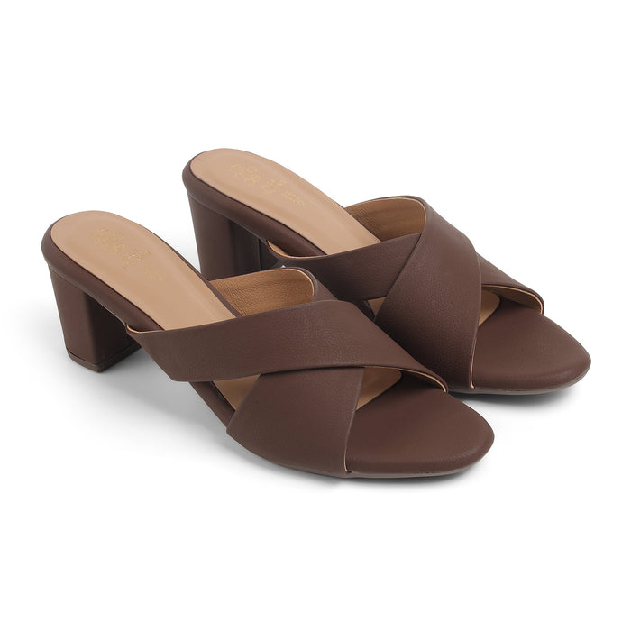 Tresmode Lisbon Brown Women's Dress Block Heel Sandals