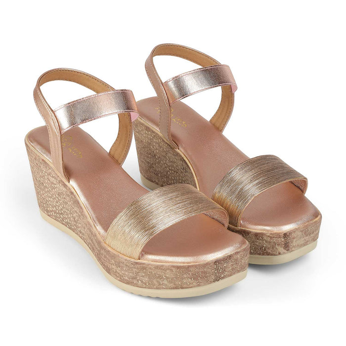 Tresmode Lucio Champagne Women's Dress Wedge Sandals