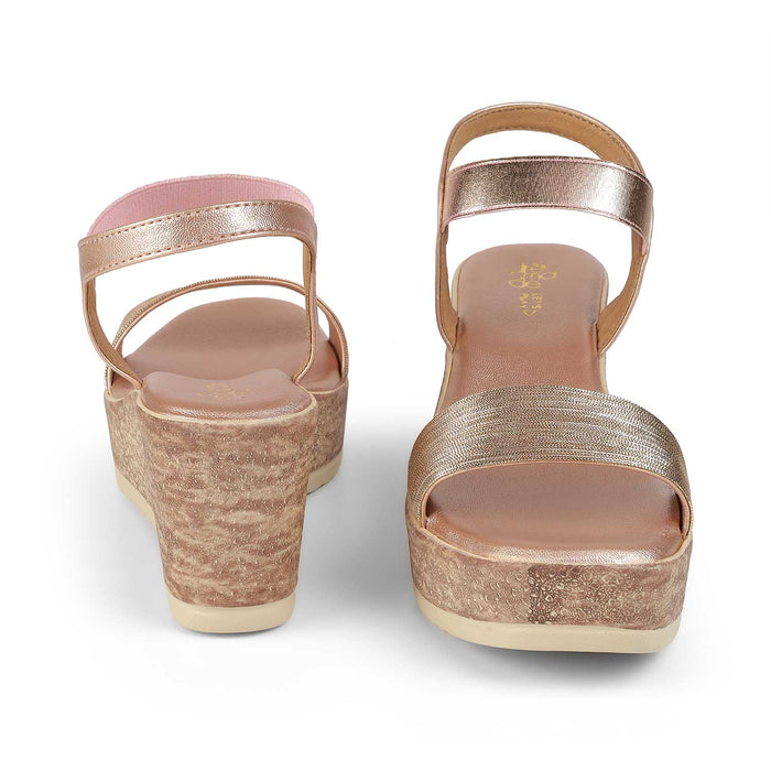 Tresmode Lucio Champagne Women's Dress Wedge Sandals
